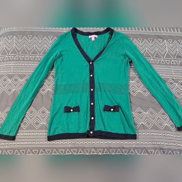 Lilly Pulitzer Cody Silk Cotton Sweater Cardigan Size Medium - Picture 1 of 7